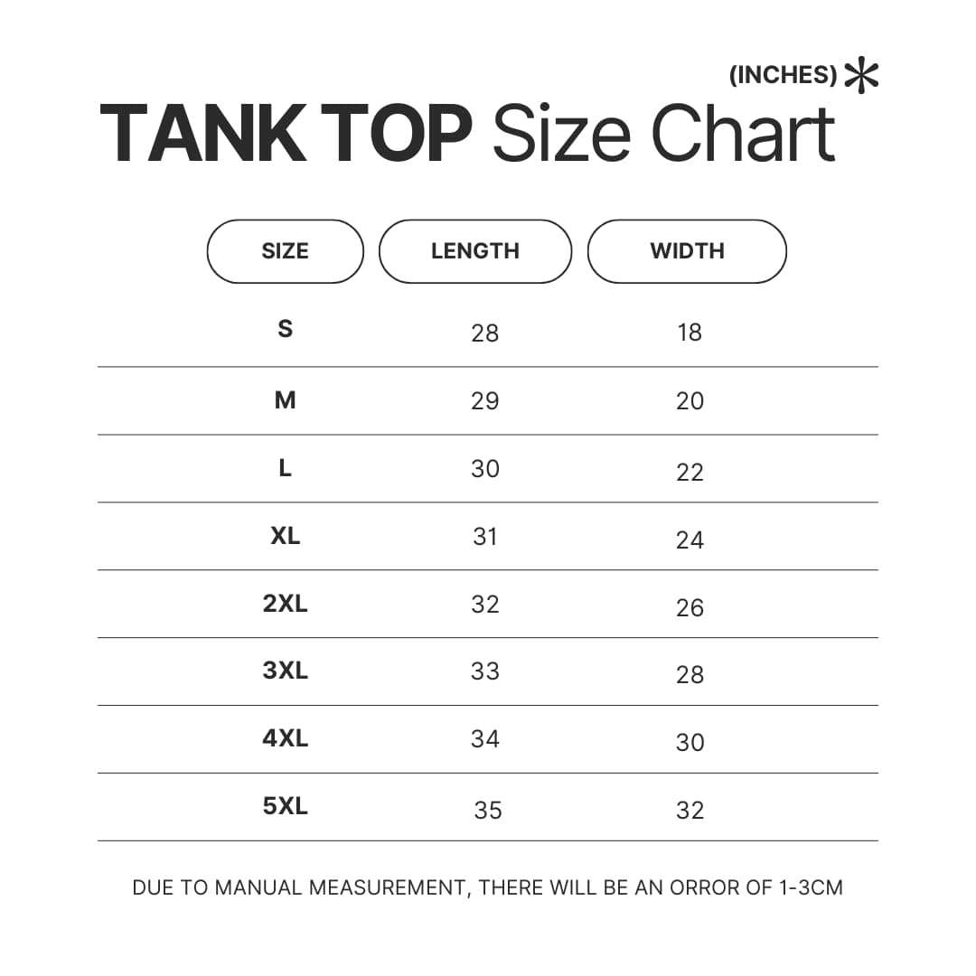 Tank Top Size Chart - Limp Bizkit Fans
