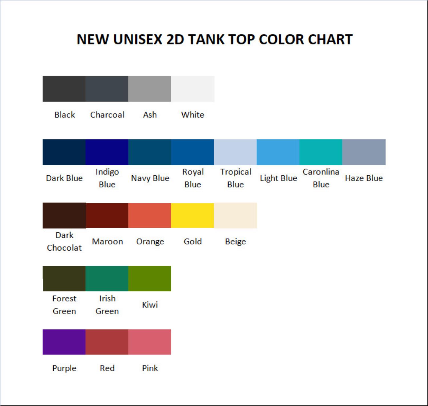 tank top color chart - Limp Bizkit Fans